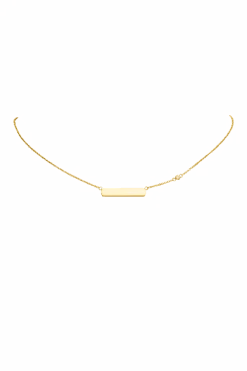 Engraving Rectangle Necklace 14K Gold Plated