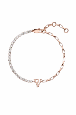 PV Tennis & Chain Bracelet 14K Rose Gold Plated