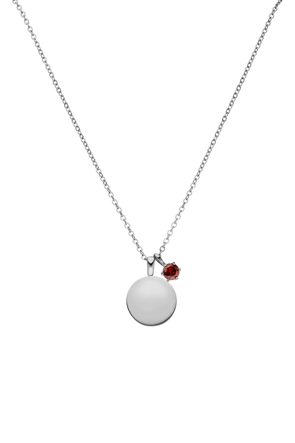 Birthstone January Necklace Silver
