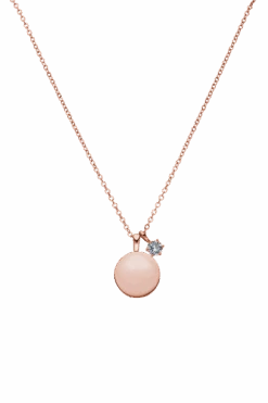 Birthstone March Necklace 14K Rose Gold Plated