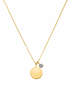 Birthstone March Necklace 14K Gold Plated