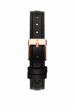 Black Leather Strap Rose Gold