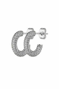 Éclat Pavé Hoops Silver