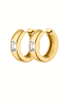 Emerald Hoops 14K Gold Plated