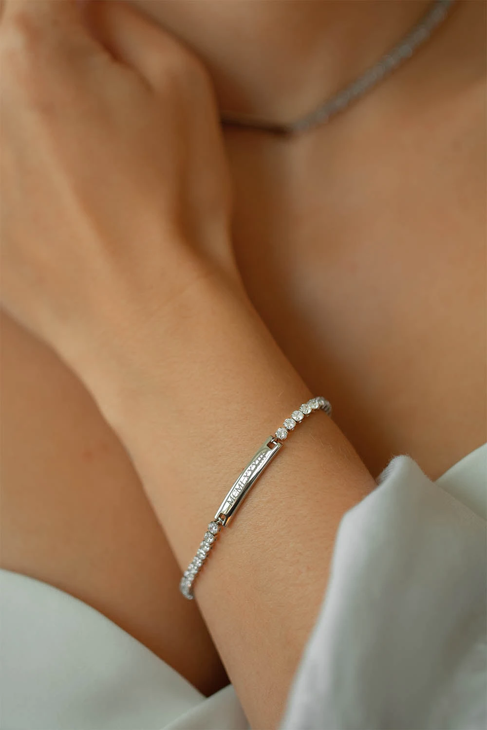 Engravable Tennis Bracelet Silver – Bild 4