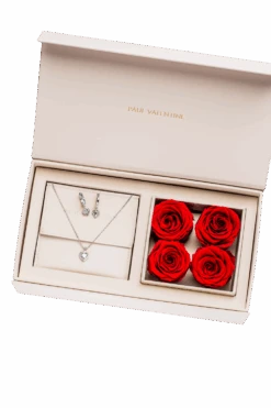 Glamorous Heart Rose Box Silver