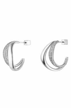 Crystal Galaxy Hoops Silver