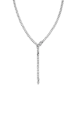 Link Pavé Y-Necklace Silver