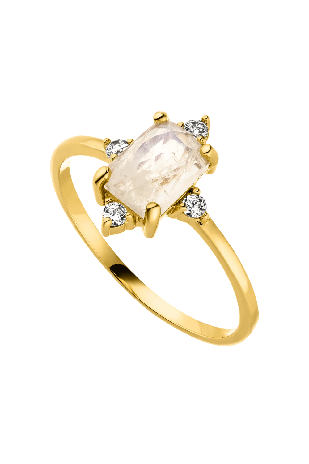 Emerald Moonstone Ring 14K Gold Plated