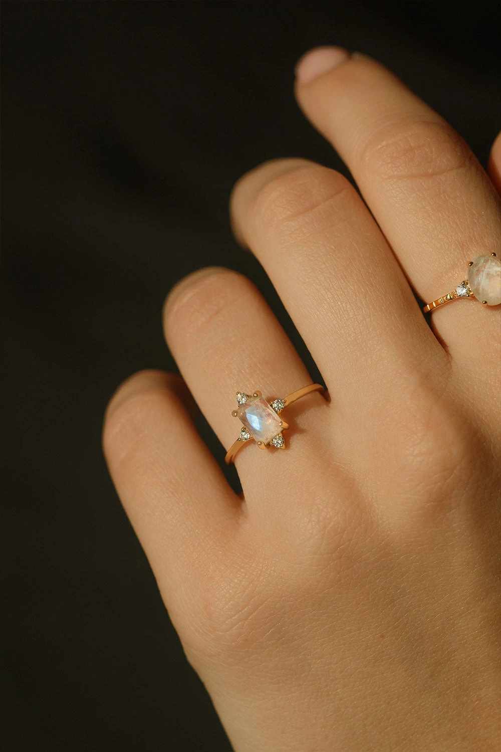 Emerald Moonstone Ring 14K Gold Plated – Bild 2