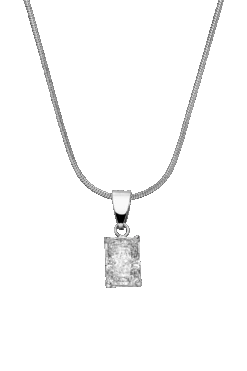 Baguette Stone Necklace Silver