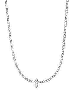 Teardrop Curb Necklace Silver