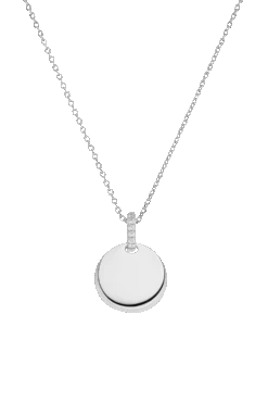 Engravable Round Pavé Necklace Silver