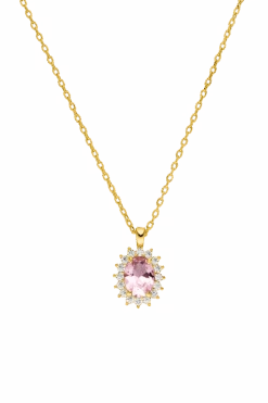 Sparkle Necklace Pink 14K Gold Plated