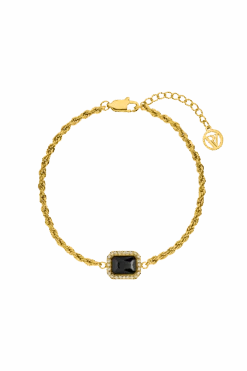 Pavé Emerald Black Bracelet 14K Gold Plated