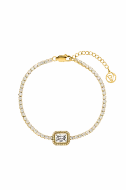 Emerald Tennis Bracelet 14K Gold Plated