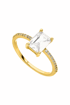 Emerald Pavé Ring 14K Gold Plated