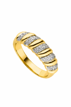 Sparkle Twisted Ring 14K Gold Plated