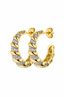 Sparkle Twisted Hoops 14K Gold Plated