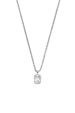 Pavé Emerald Necklace Silver