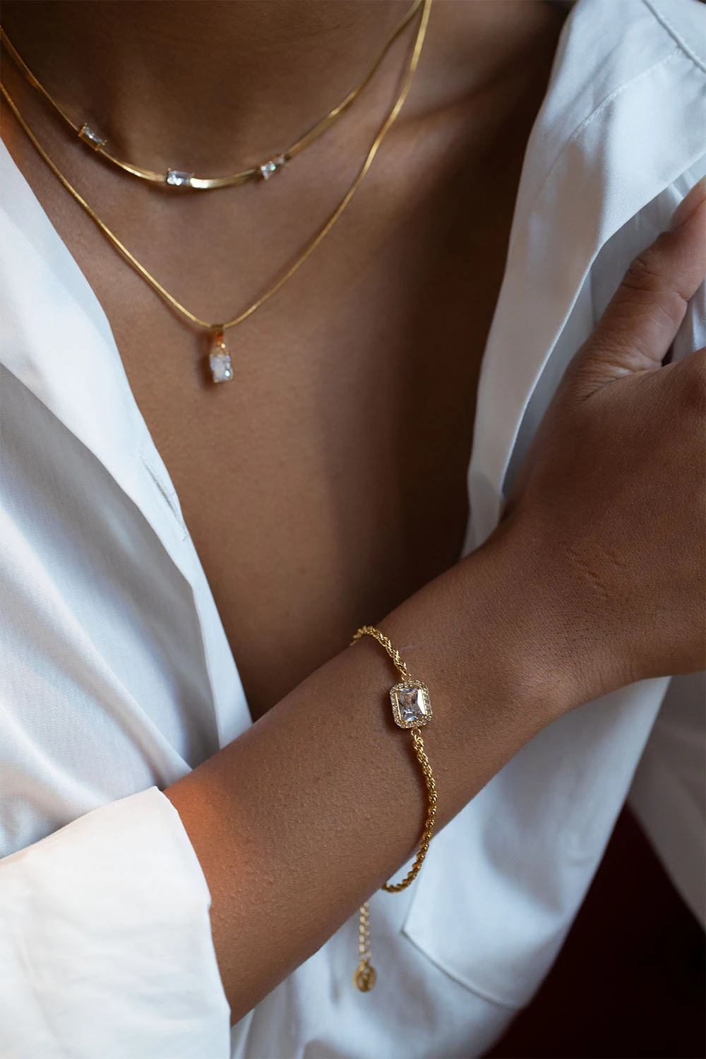 Pavé Emerald Bracelet 14K Gold Plated – Bild 2