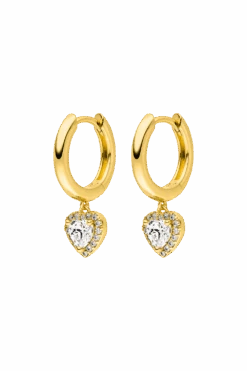 Glamorous Heart Huggies 14K Gold Plated