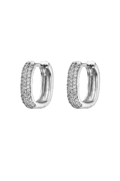 Sparkling Rectangle Hoops Silver