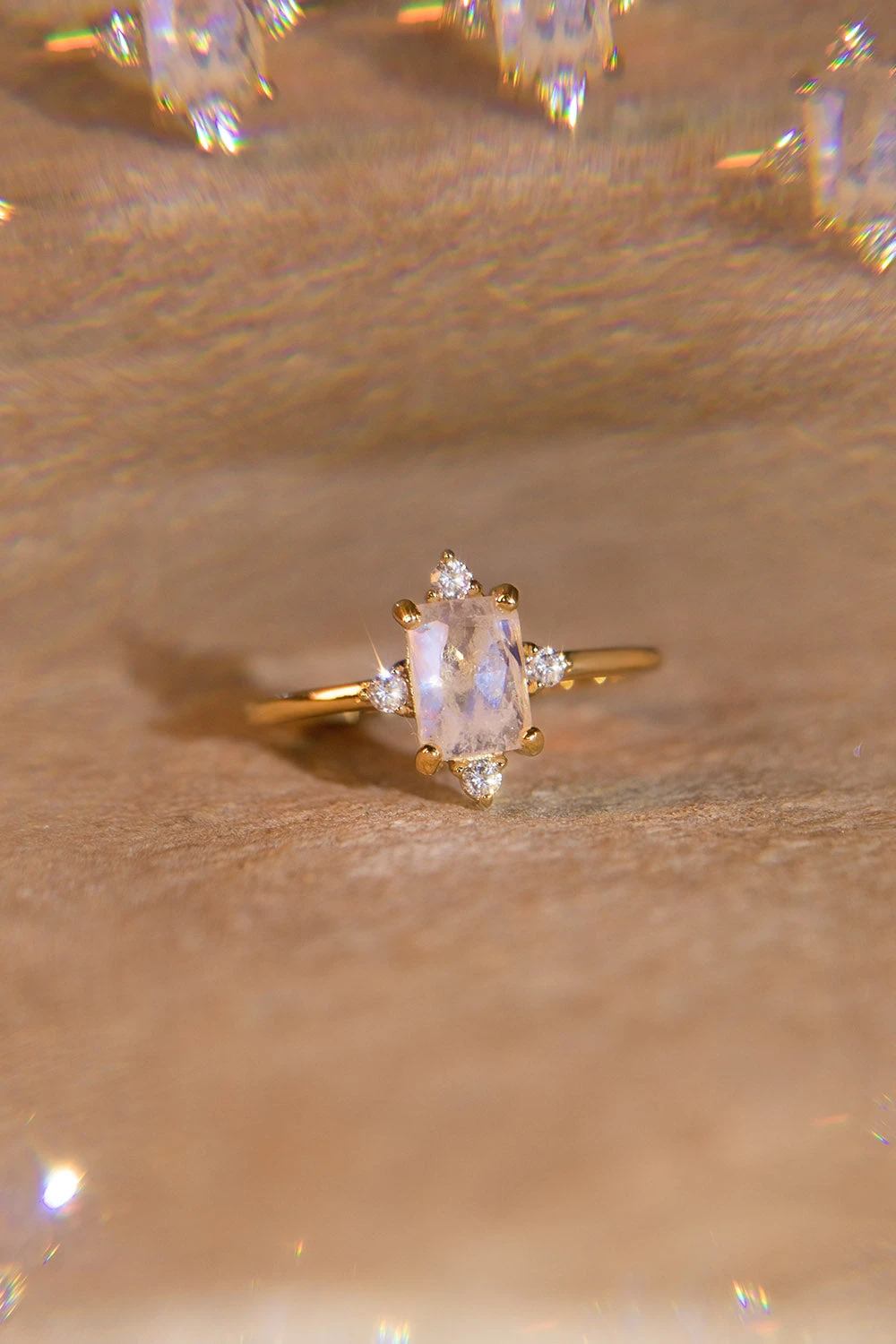 Emerald Moonstone Ring 14K Gold Plated – Bild 3