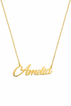 Name Necklace Script Solid Gold