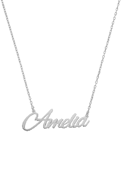 Name Necklace Script Silver