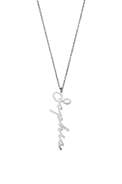 Name Necklace Vertical Silver