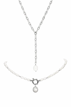 Amalfi Pearl Necklace Set Silver