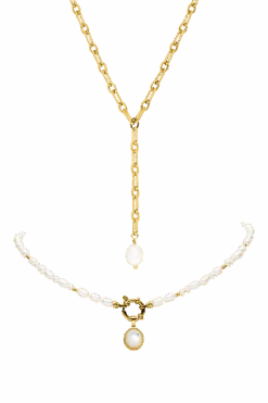 Amalfi Pearl Necklace Set Gold