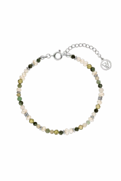 Amalfi Green Bead Bracelet Silver