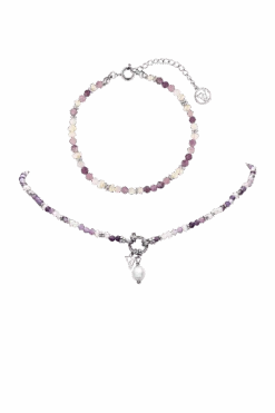 Amalfi Lilac Bead Set Silver