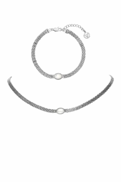 Amalfi Mesh Necklace Set Silver