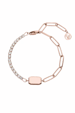 Sparkling Link Bracelet 14K Rose Gold Plated